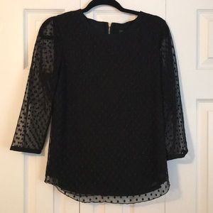Black Ann Taylor polka dot 3/4 length sleeve top
